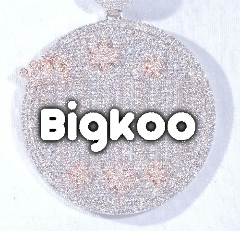 CUSTOM LETTER NECKLACE 3D BIG CROWN DISC sold by The GUU Shop