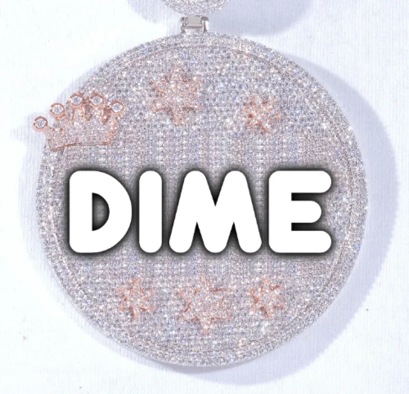 CUSTOM LETTER NECKLACE 3D BIG CROWN DISC sold by The GUU Shop