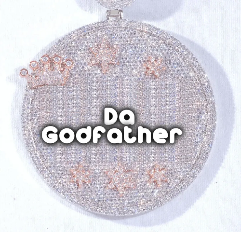 CUSTOM LETTER NECKLACE 3D BIG CROWN DISC sold by The GUU Shop