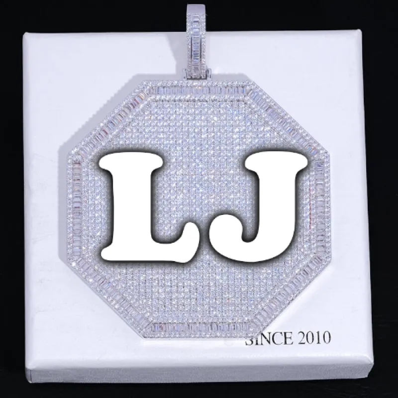 CUSTOM LETTER NECKLACE 3D BIG OCTAGON sold by The GUU Shop