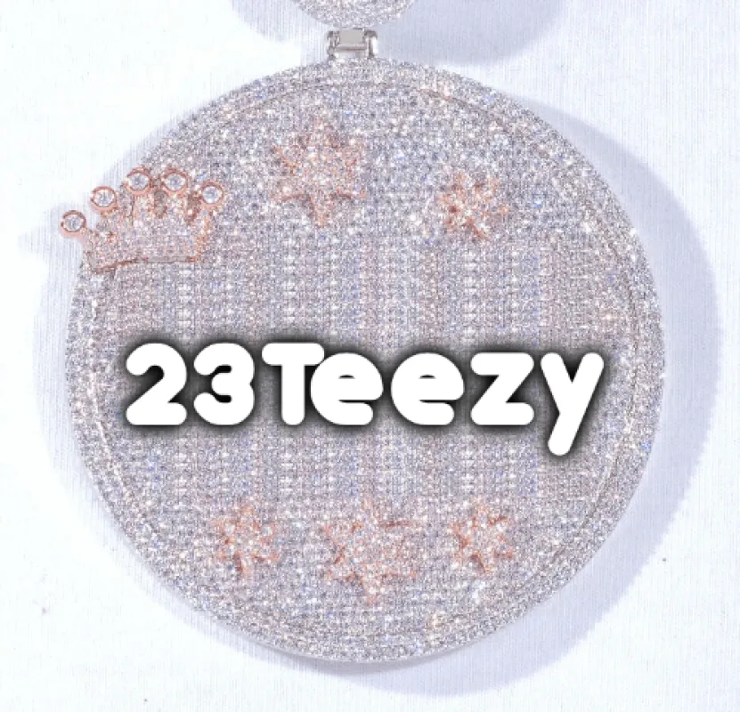 CUSTOM LETTER NECKLACE 3D BIG CROWN DISC sold by The GUU Shop