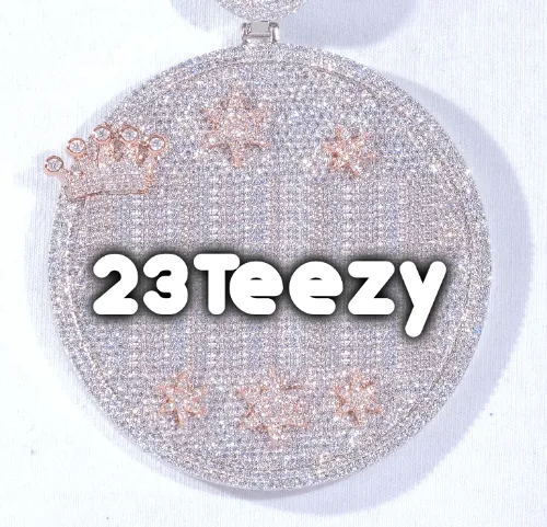 CUSTOM LETTER NECKLACE 3D BIG CROWN DISC sold by The GUU Shop