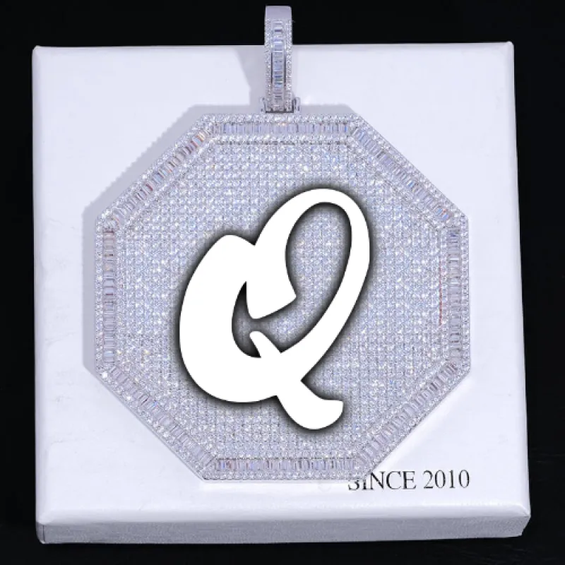 CUSTOM LETTER NECKLACE 3D BIG OCTAGON sold by The GUU Shop