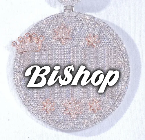 CUSTOM LETTER NECKLACE 3D BIG CROWN DISC sold by The GUU Shop