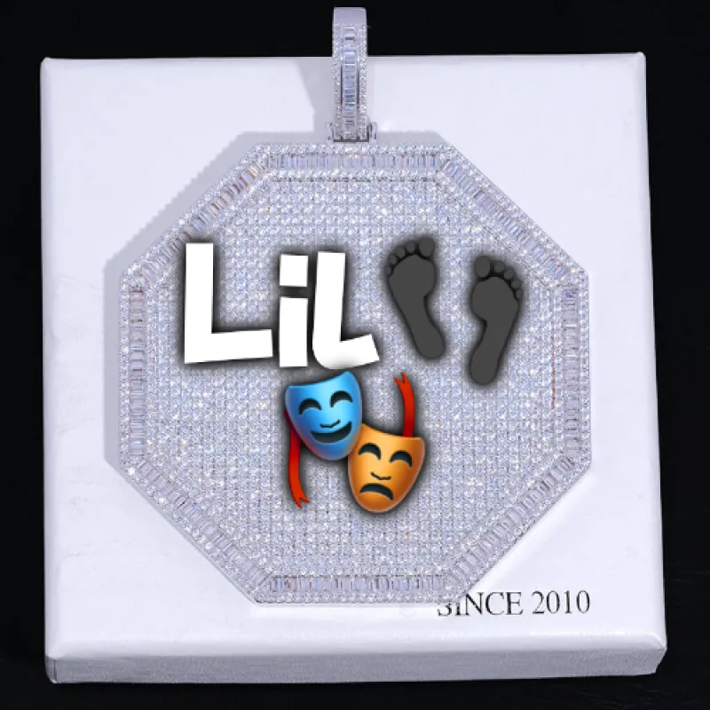 CUSTOM LETTER NECKLACE 3D BIG OCTAGON sold by The GUU Shop