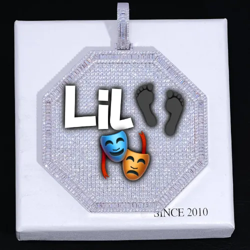 CUSTOM LETTER NECKLACE 3D BIG OCTAGON sold by The GUU Shop