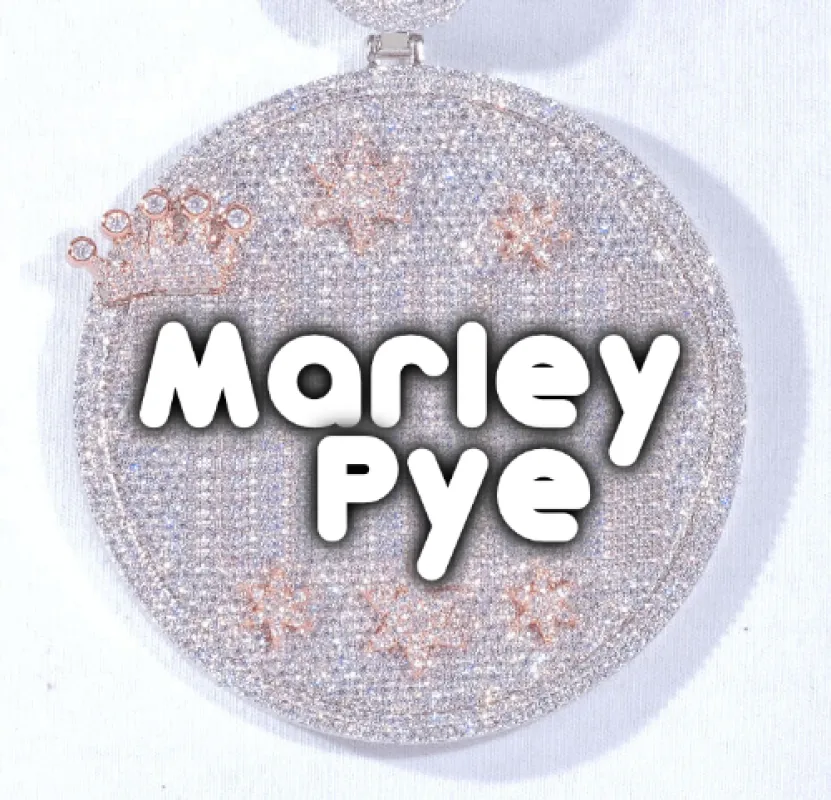 CUSTOM LETTER NECKLACE 3D BIG CROWN DISC sold by The GUU Shop