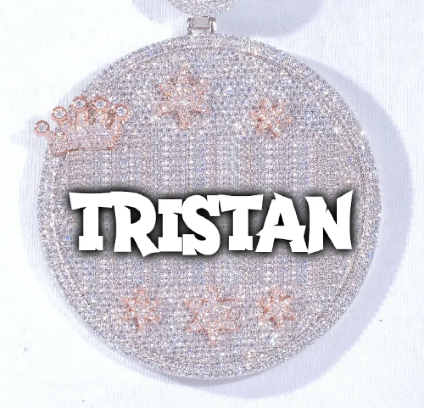 CUSTOM LETTER NECKLACE 3D BIG CROWN DISC sold by The GUU Shop