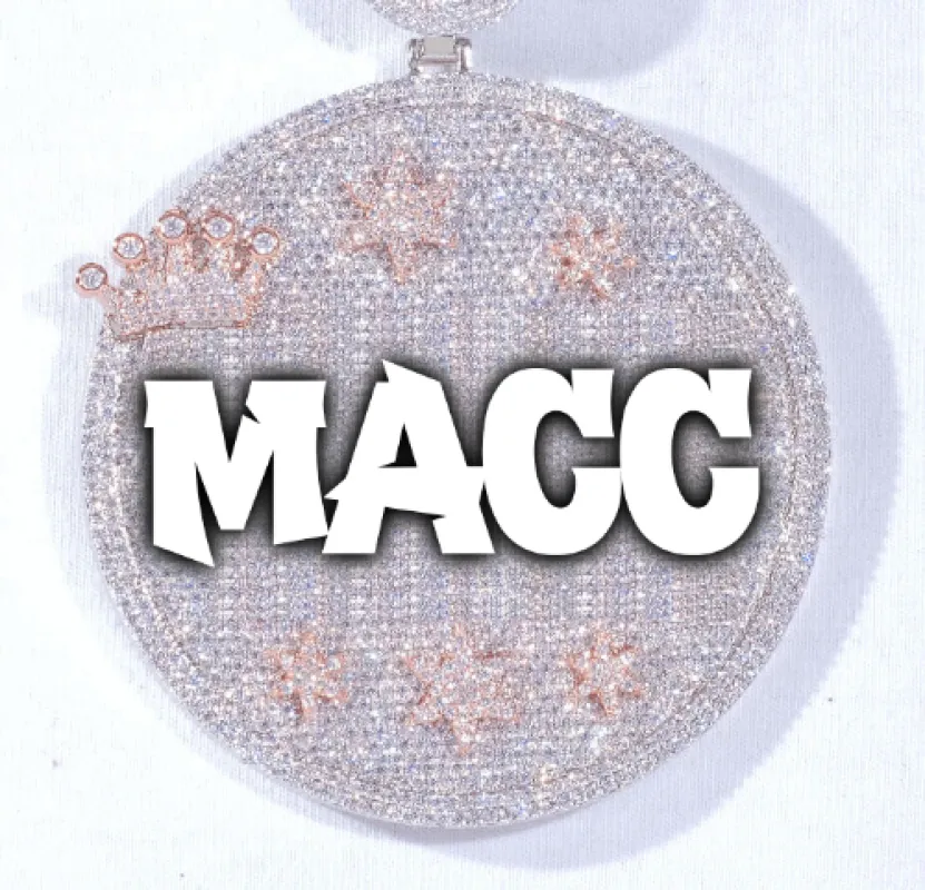 CUSTOM LETTER NECKLACE 3D BIG CROWN DISC sold by The GUU Shop