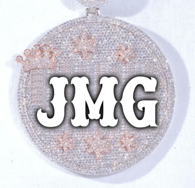 CUSTOM LETTER NECKLACE 3D BIG CROWN DISC sold by The GUU Shop