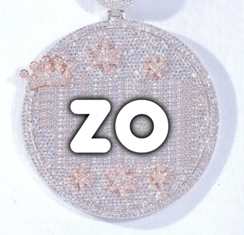 CUSTOM LETTER NECKLACE 3D BIG CROWN DISC sold by The GUU Shop