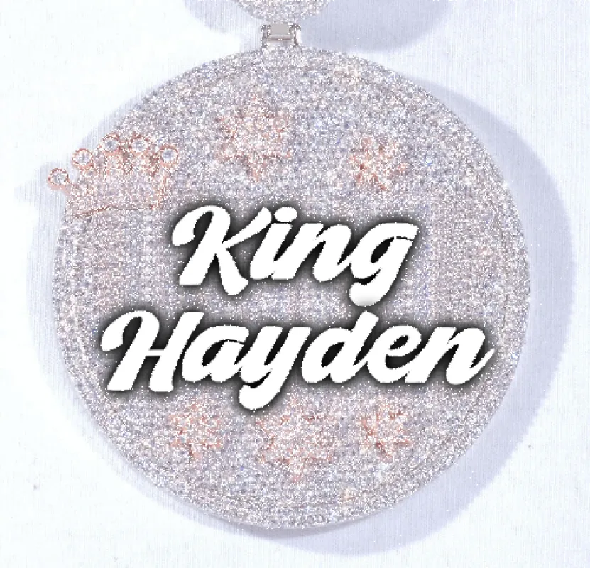 CUSTOM LETTER NECKLACE 3D BIG CROWN DISC sold by The GUU Shop