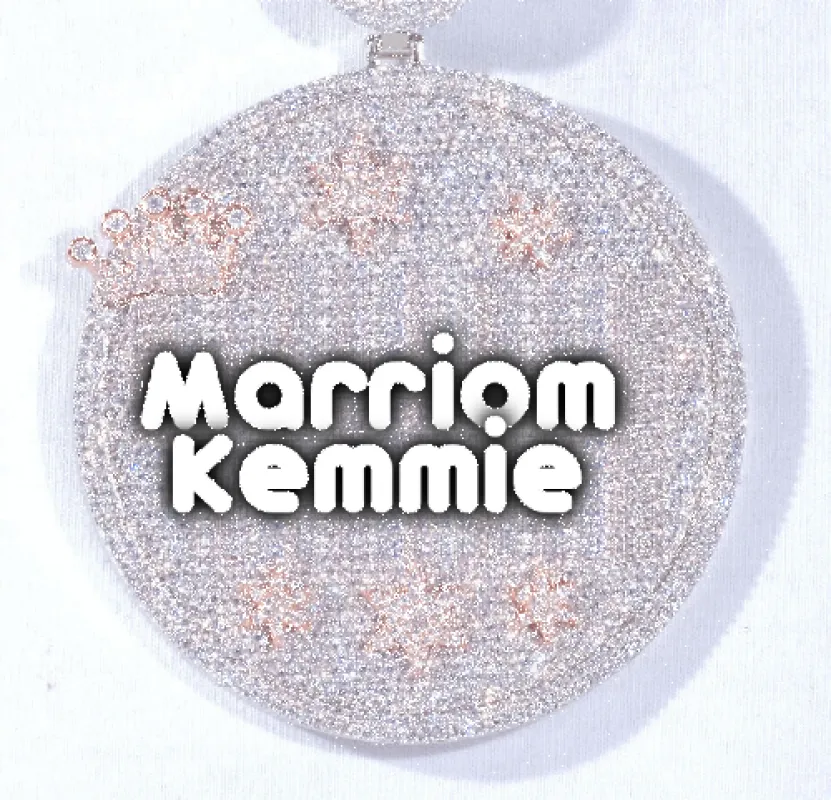 CUSTOM LETTER NECKLACE 3D BIG CROWN DISC sold by The GUU Shop