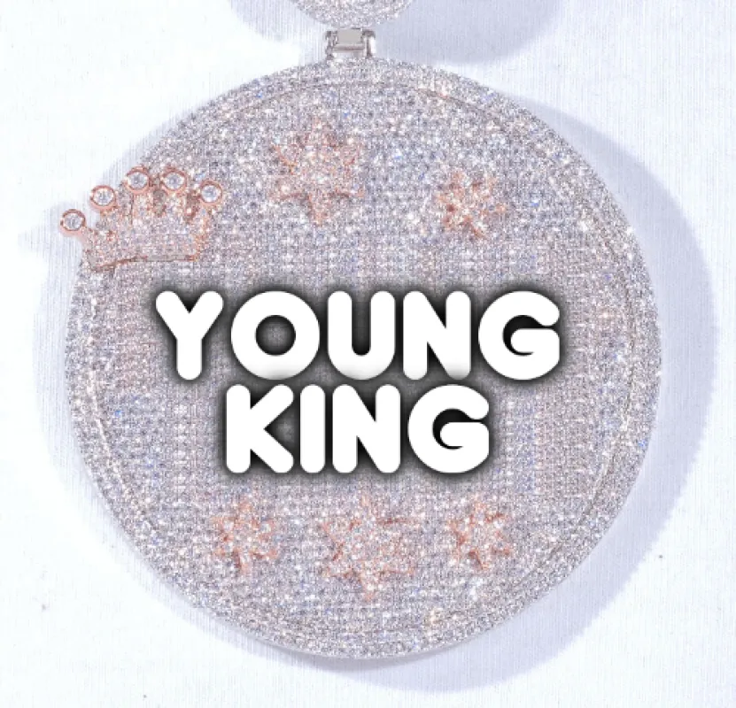 CUSTOM LETTER NECKLACE 3D BIG CROWN DISC sold by The GUU Shop