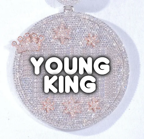 CUSTOM LETTER NECKLACE 3D BIG CROWN DISC sold by The GUU Shop