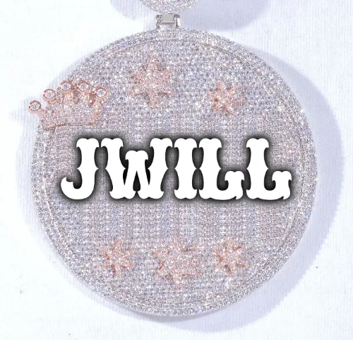 CUSTOM LETTER NECKLACE 3D BIG CROWN DISC sold by The GUU Shop