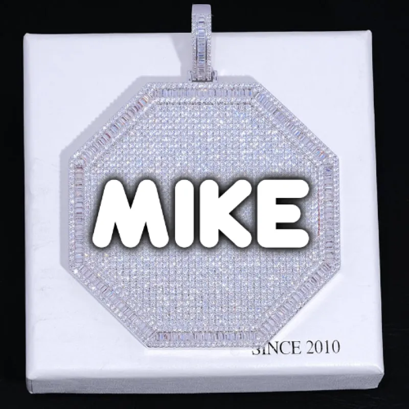 CUSTOM LETTER NECKLACE 3D BIG OCTAGON sold by The GUU Shop