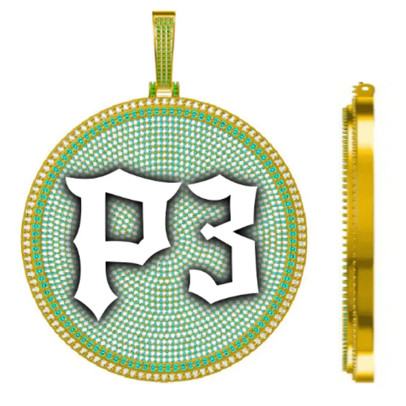 CUSTOM LETTER NECKLACE 3D BIG DISC sold by The GUU Shop