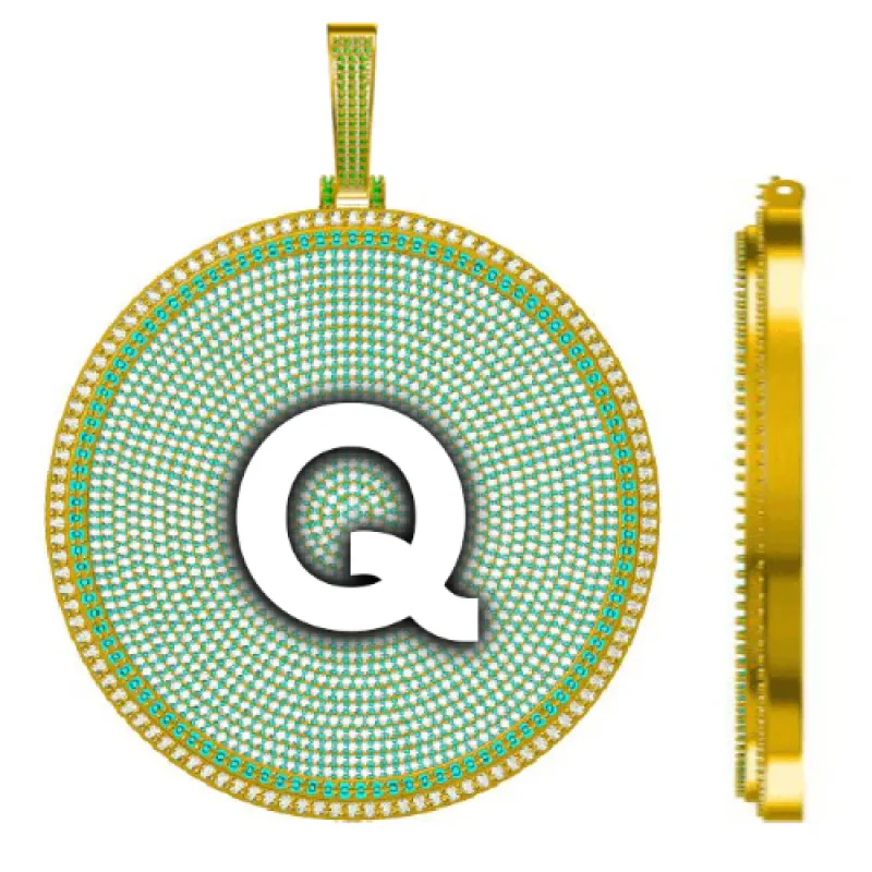 CUSTOM LETTER NECKLACE 3D BIG DISC sold by The GUU Shop