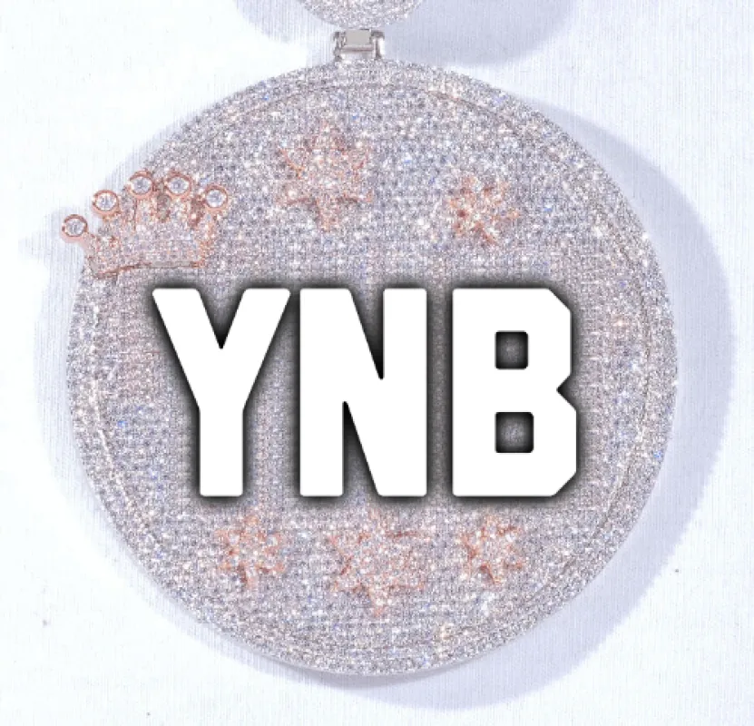 CUSTOM LETTER NECKLACE 3D BIG CROWN DISC sold by The GUU Shop