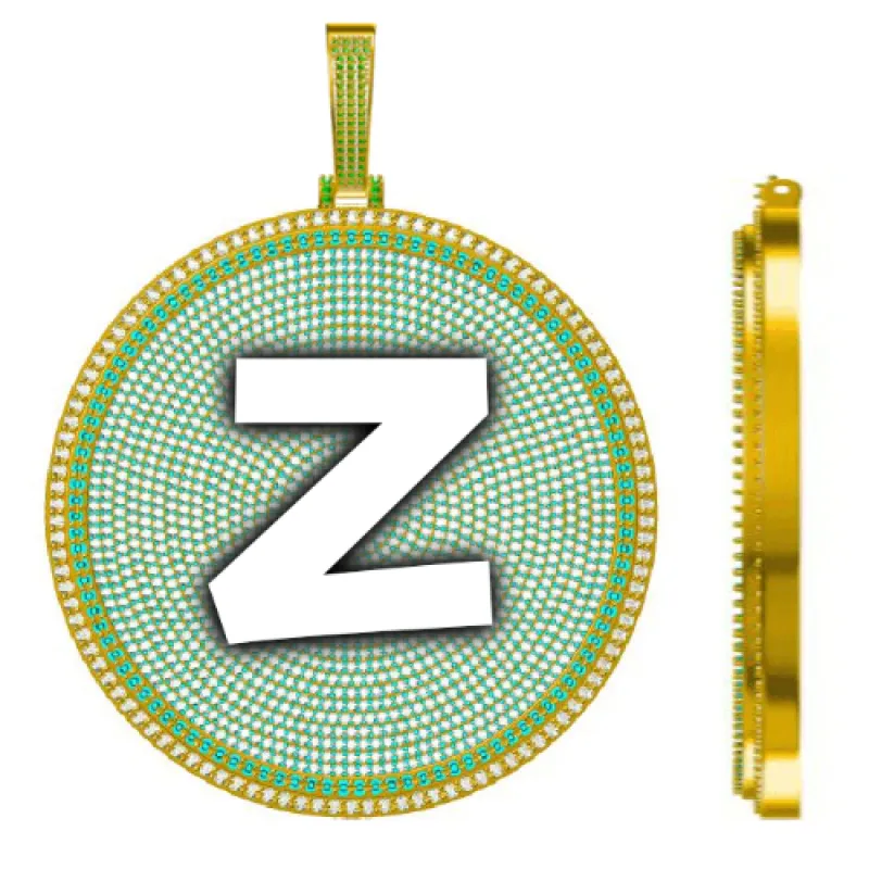 CUSTOM LETTER NECKLACE 3D BIG DISC sold by The GUU Shop