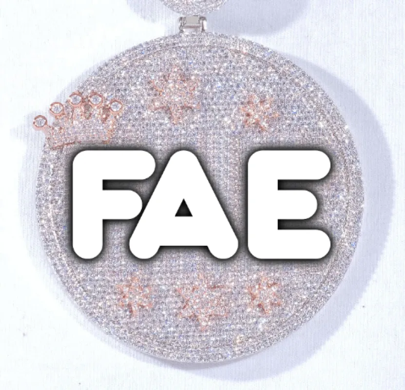 CUSTOM LETTER NECKLACE 3D BIG CROWN DISC sold by The GUU Shop