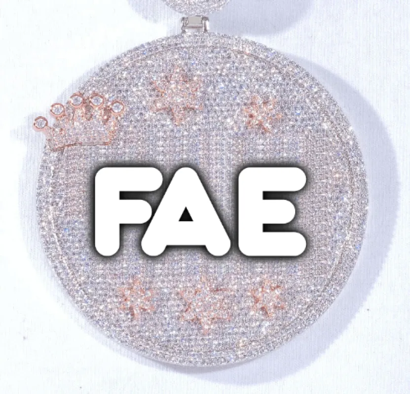 CUSTOM LETTER NECKLACE 3D BIG CROWN DISC sold by The GUU Shop