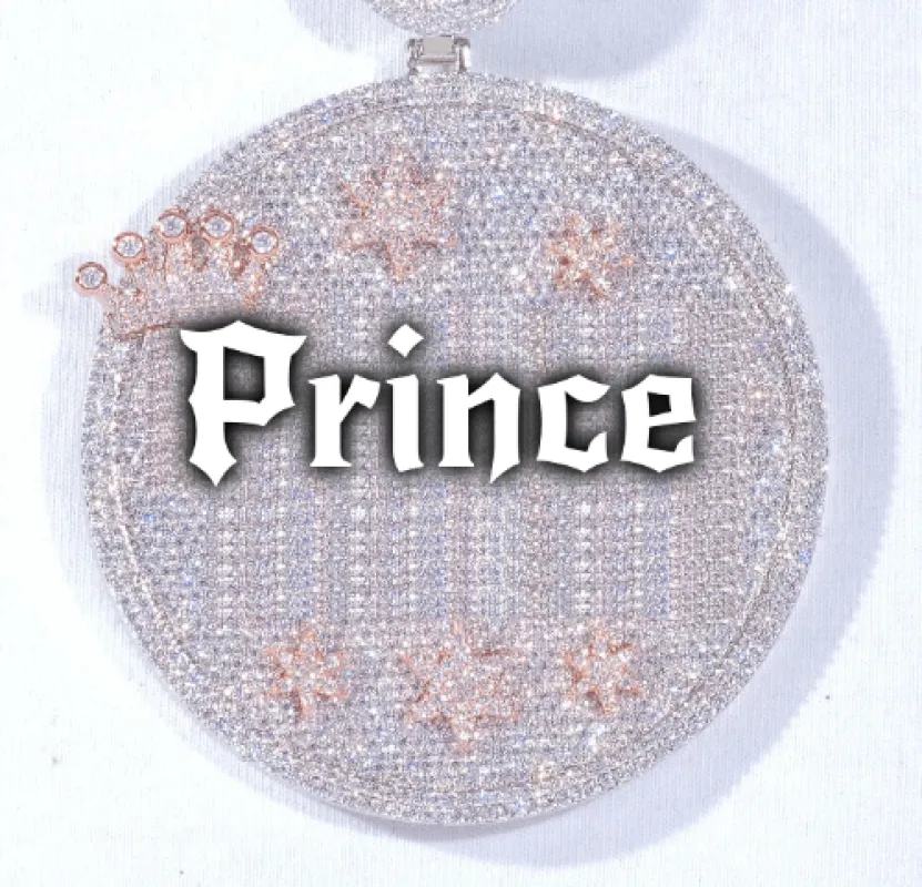 CUSTOM LETTER NECKLACE 3D BIG CROWN DISC sold by The GUU Shop
