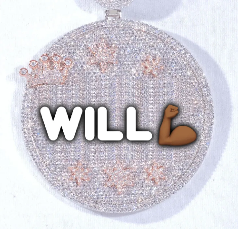 CUSTOM LETTER NECKLACE 3D BIG CROWN DISC sold by The GUU Shop