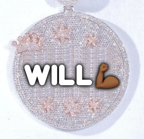 CUSTOM LETTER NECKLACE 3D BIG CROWN DISC sold by The GUU Shop