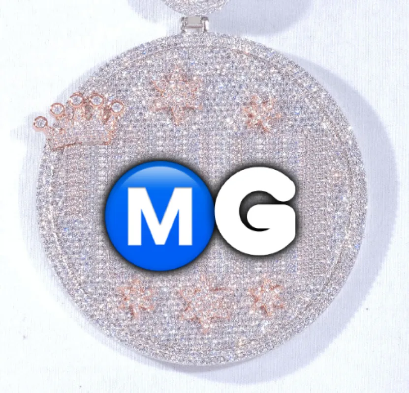 CUSTOM LETTER NECKLACE 3D BIG CROWN DISC sold by The GUU Shop
