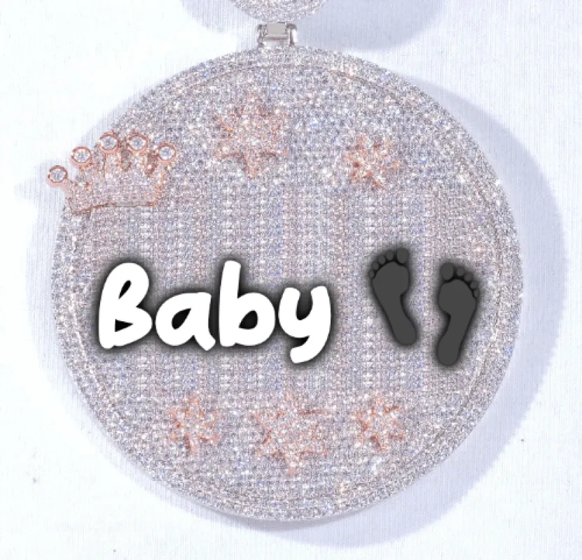 CUSTOM LETTER NECKLACE 3D BIG CROWN DISC sold by The GUU Shop