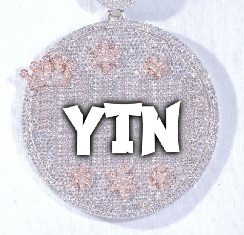 CUSTOM LETTER NECKLACE 3D BIG CROWN DISC made by The GUU Shop