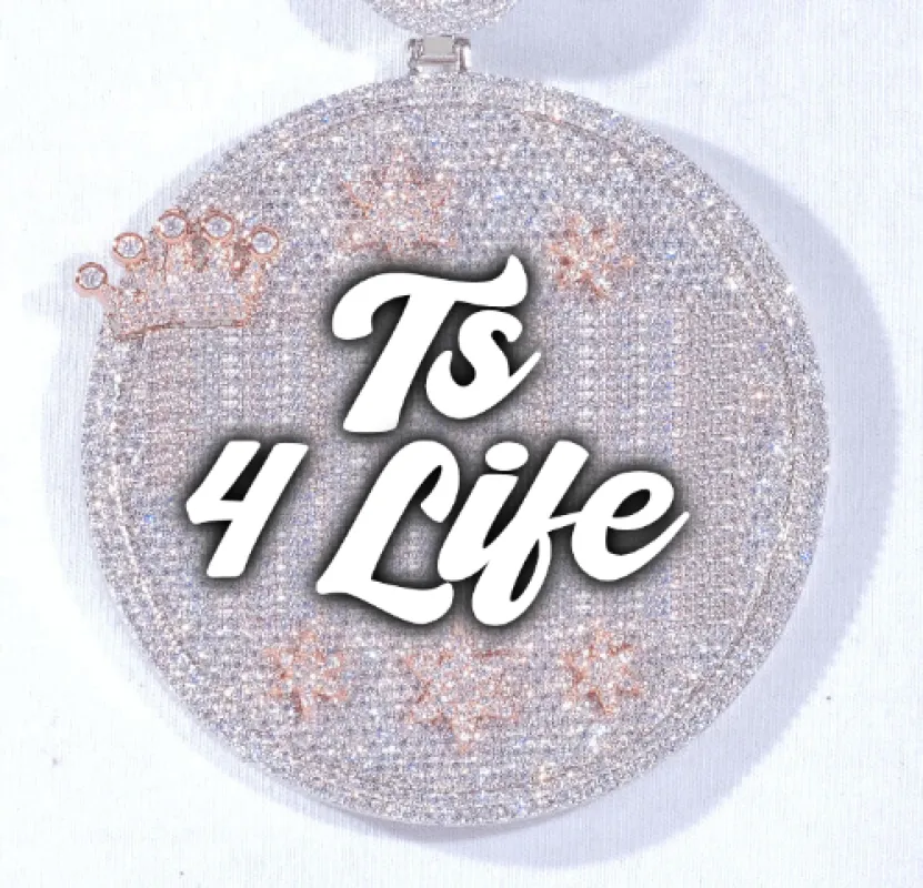 CUSTOM LETTER NECKLACE 3D BIG CROWN DISC sold by The GUU Shop