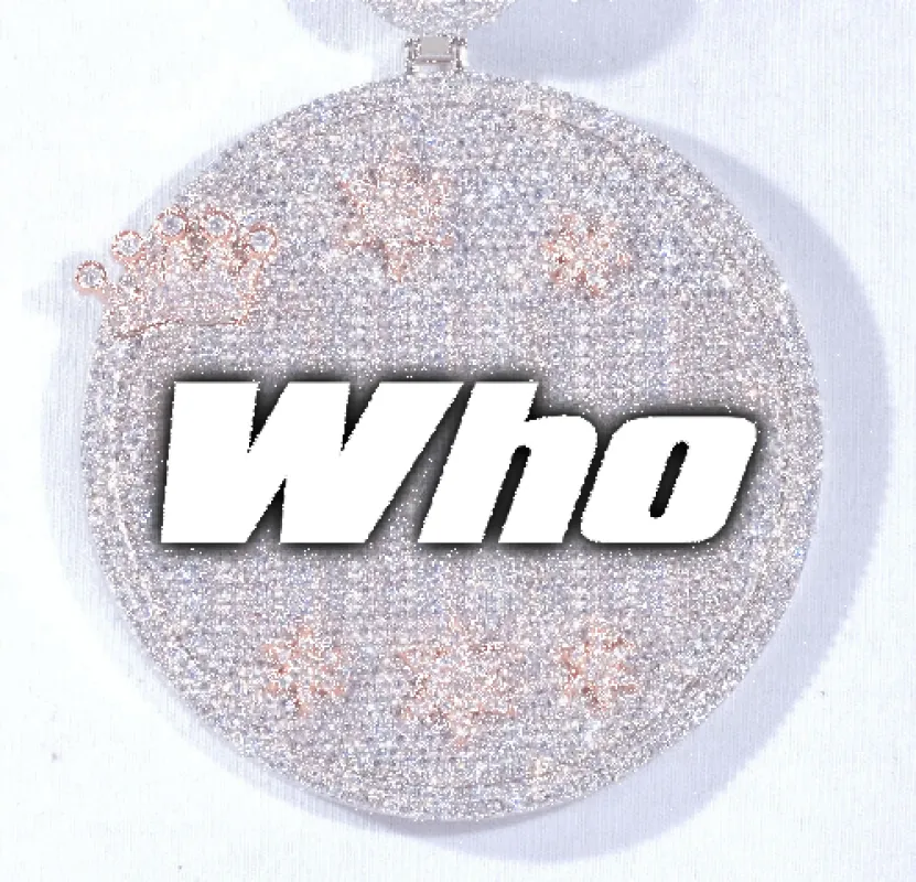 CUSTOM LETTER NECKLACE 3D BIG CROWN DISC sold by The GUU Shop