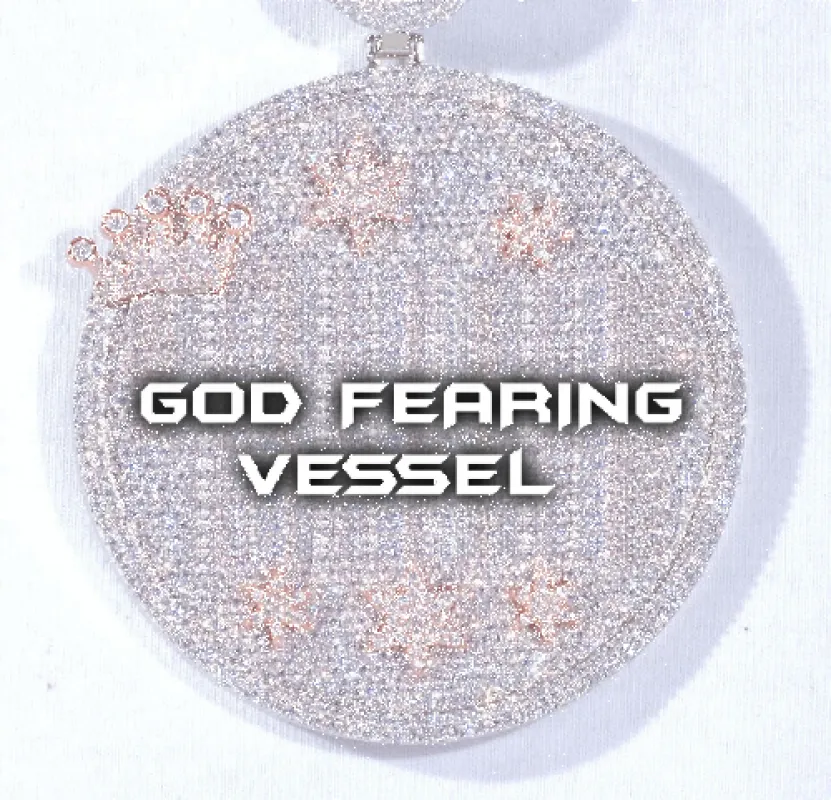 CUSTOM LETTER NECKLACE 3D BIG CROWN DISC sold by The GUU Shop