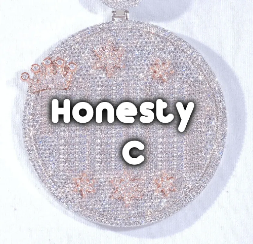 CUSTOM LETTER NECKLACE 3D BIG CROWN DISC sold by The GUU Shop