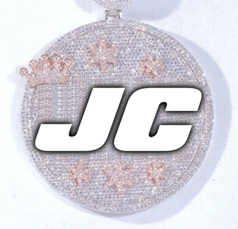 CUSTOM LETTER NECKLACE 3D BIG CROWN DISC made by The GUU Shop