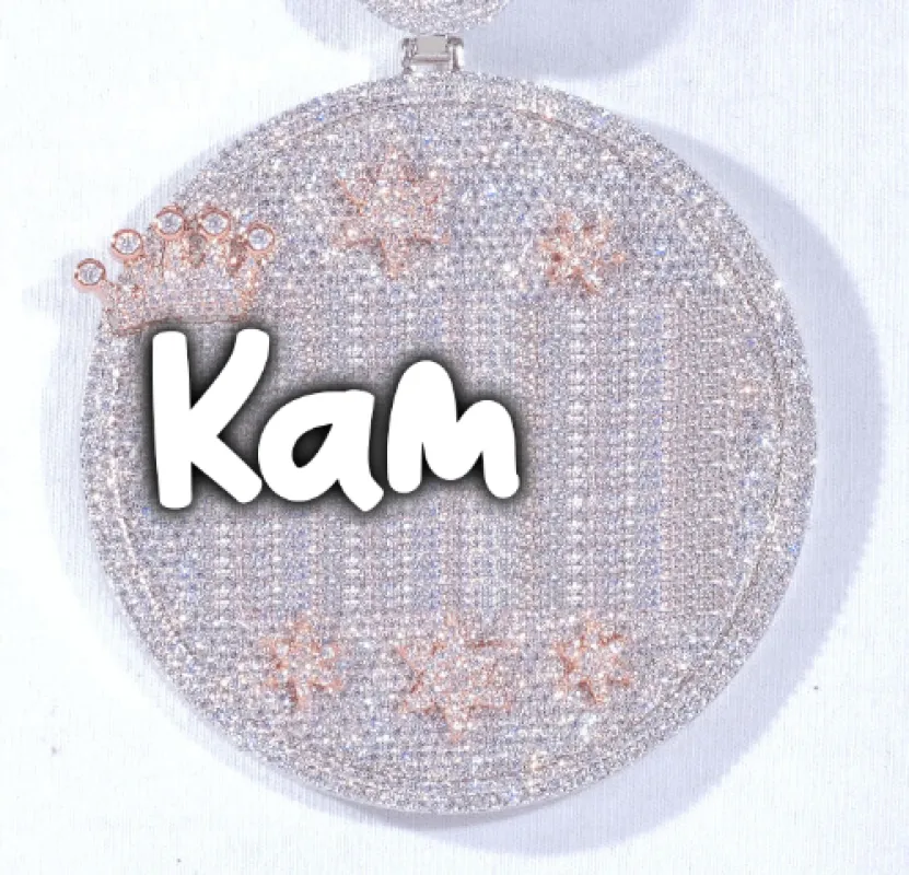 CUSTOM LETTER NECKLACE 3D BIG CROWN DISC sold by The GUU Shop