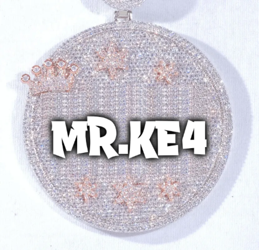 CUSTOM LETTER NECKLACE 3D BIG CROWN DISC made by The GUU Shop