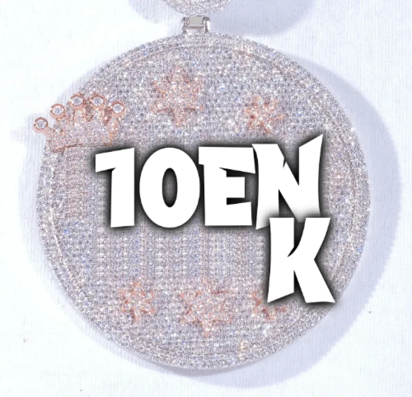 CUSTOM LETTER NECKLACE 3D BIG CROWN DISC sold by The GUU Shop