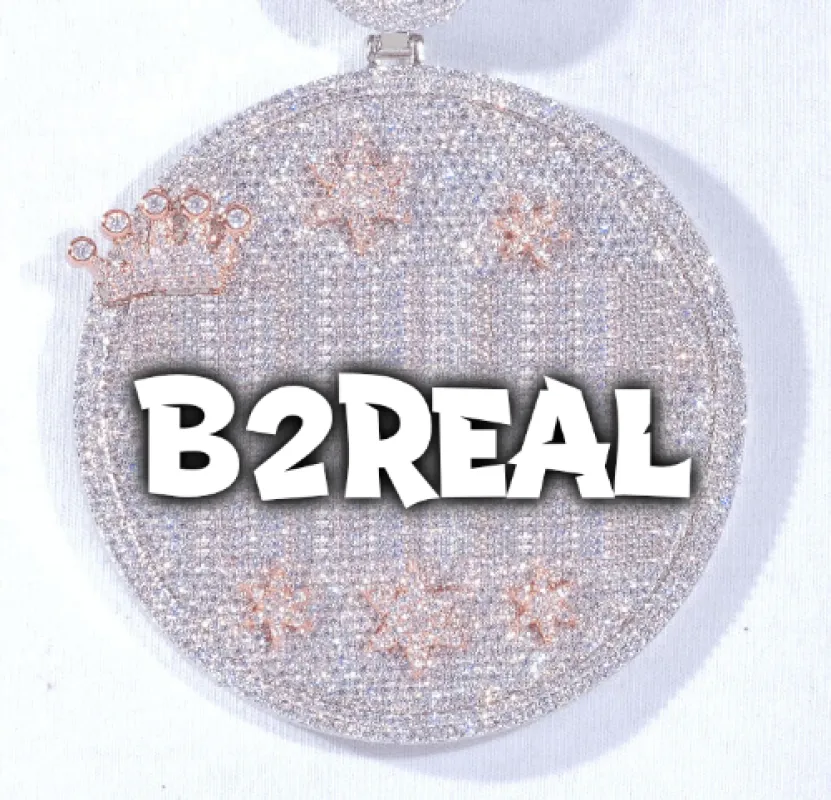 CUSTOM LETTER NECKLACE 3D BIG CROWN DISC sold by The GUU Shop