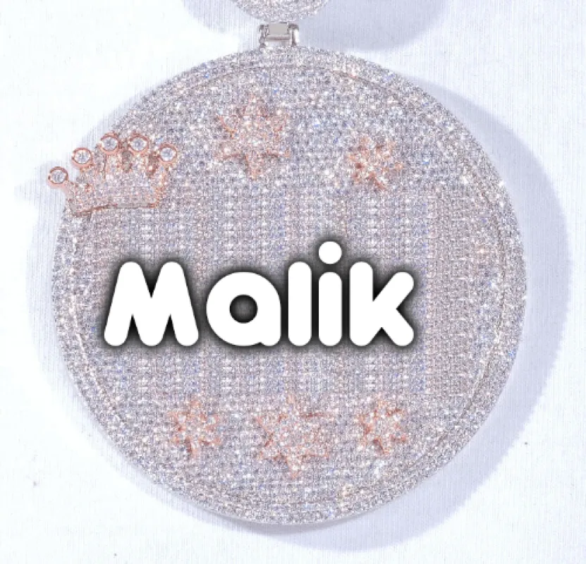 CUSTOM LETTER NECKLACE 3D BIG CROWN DISC sold by The GUU Shop