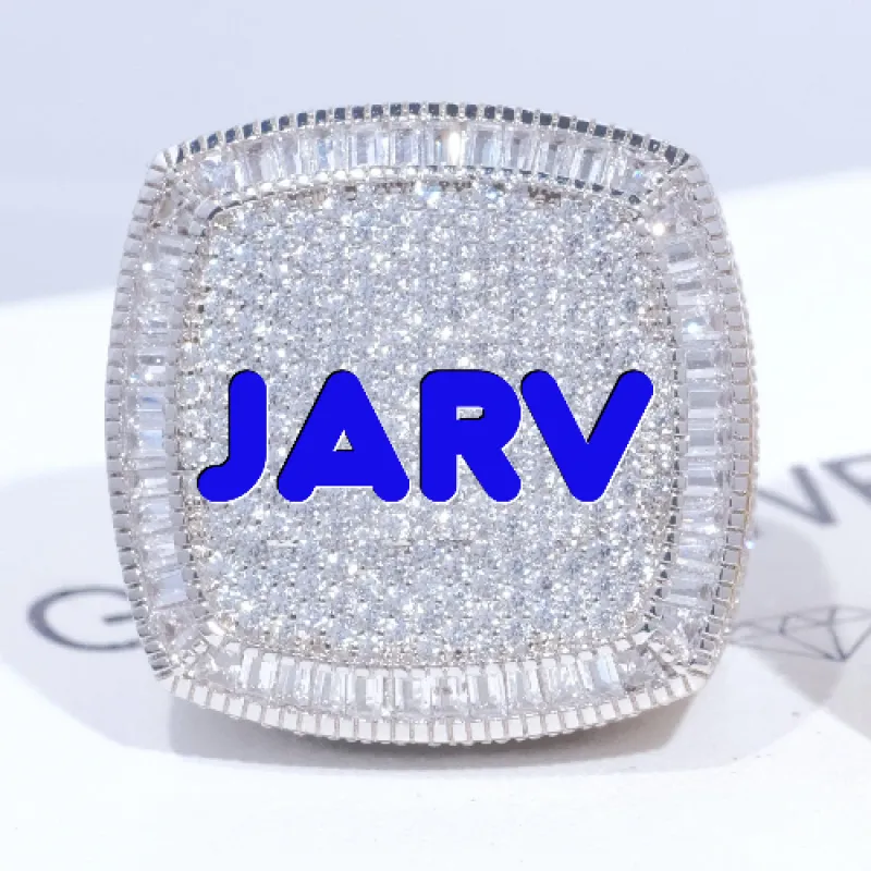 CUSTOM LETTER 3D ICED RING sold by The GUU Shop