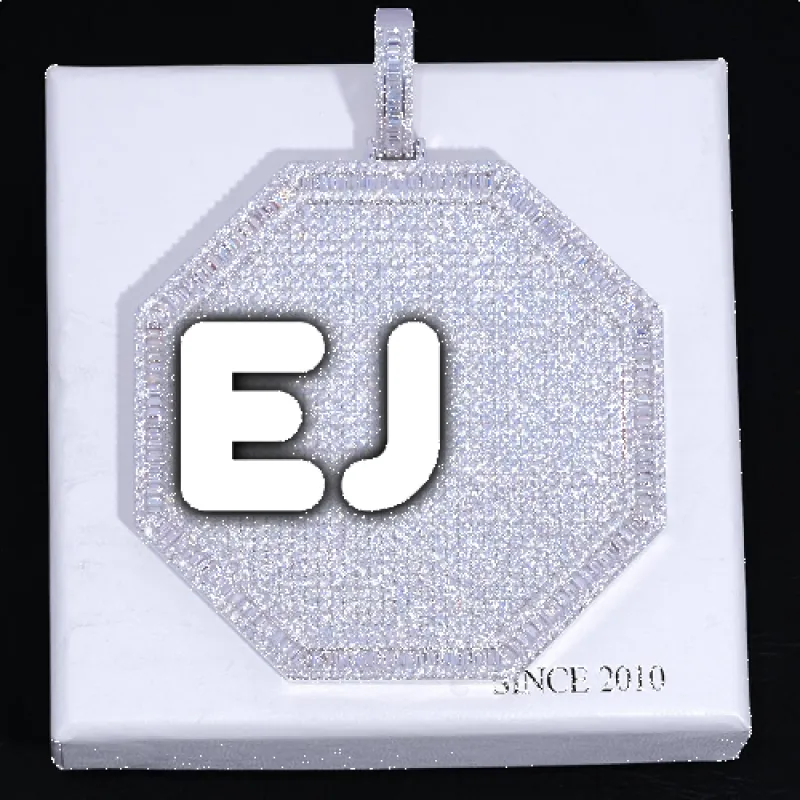 CUSTOM LETTER NECKLACE 3D BIG OCTAGON sold by The GUU Shop