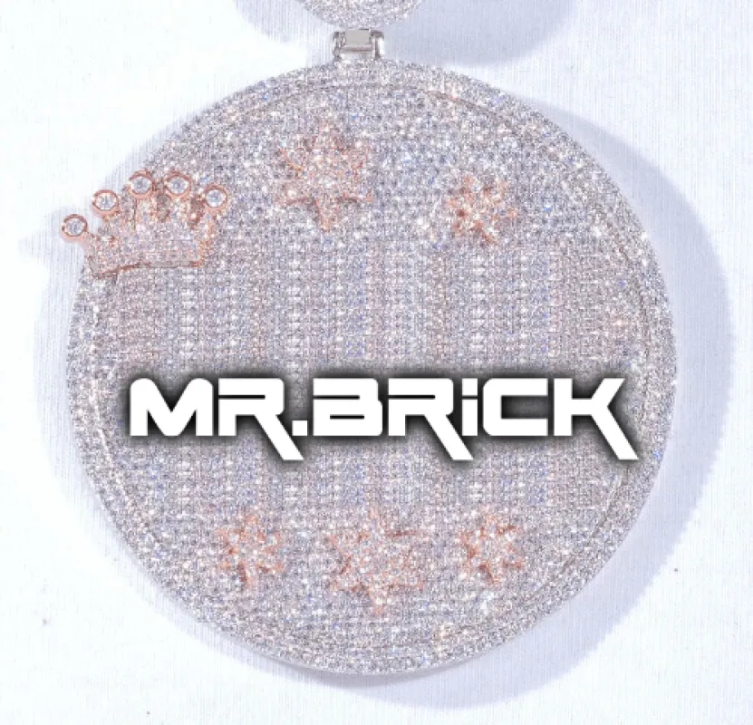 CUSTOM LETTER NECKLACE 3D BIG CROWN DISC sold by The GUU Shop