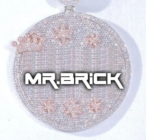 CUSTOM LETTER NECKLACE 3D BIG CROWN DISC sold by The GUU Shop