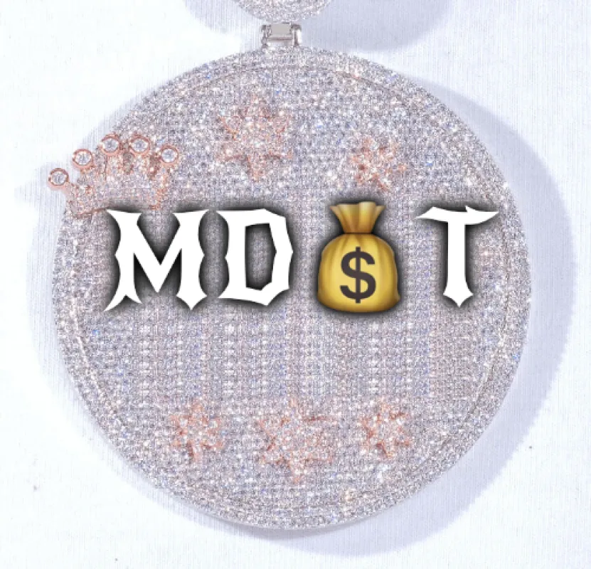 CUSTOM LETTER NECKLACE 3D BIG CROWN DISC sold by The GUU Shop