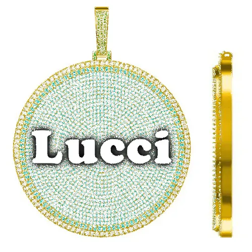 CUSTOM LETTER NECKLACE 3D BIG DISC sold by The GUU Shop