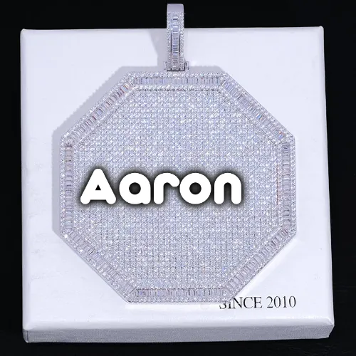 CUSTOM LETTER NECKLACE 3D BIG OCTAGON sold by The GUU Shop